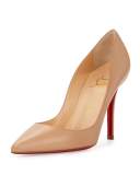 Apostrophy Pointed Red Sole Pump, Nude