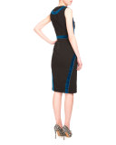 Allie Sleeveless Combo Sheath Dress, Black