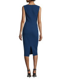 Sleeveless V-Neck Sheath Dress, Sapphire
