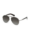 Cody Metal Aviator Sunglasses, Havana/Smoke