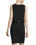 Sleeveless Popover Sheath Dress W/Peplum, Black