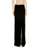 Mid-Rise Column Maxi Skirt, Black