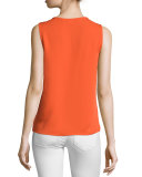 Sky Sleeveless Silk Top, Orange
