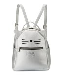 Metallic Faux-Leather Choupette Backpack, Silver