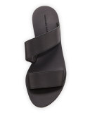 Clem Flat Leather Slide Sandal, Gold