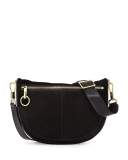 Scott Small Moon Suede Saddle Bag, Black
