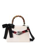 Lilith Leather Top-Handle Satchel Bag, White/Red/Black