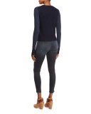 Taylor Bicolor Crewneck Sweater, Navy