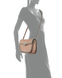 Rolling Rockstud Small Saddle Bag, Beige