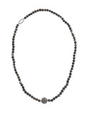 Long Faceted Black Line Agate Necklace, 40"
