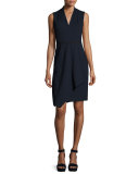 Jae Sleeveless Faux-Wrap Dress, Navy