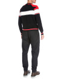 Intarsia Colorblock Long-Sleeve Sweater, Black/Red