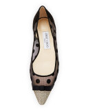 Dorothy Polka-Dot Mesh Flat, Black/Bronze