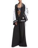 Kimono Tricot Track Pants, Black/White