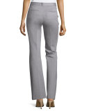 Flat-Front Flared Pants, Heather Gray