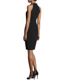 Sleeveless Beaded Crepe Cocktail Dress, Black