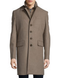 Lyndson Wool-Blend Coat with Removable Gilet, Taupe