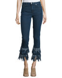 Sleeveless Frayed-Hem Tunic, Mid Blue