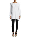 Long-Sleeve High-Low Silk Tunic 