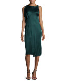 Asymmetric Draped Sheath Dress, Emerald