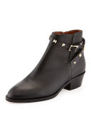 Rockstud Leather 70mm Chunky-Heel Bootie