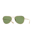 Executive Suite Photochromic Aviator Sunglasses, Gold/Green