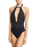 Pearl Goddess Halter One-Piece Swimsuit