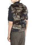Zip-Front Fox-Fur Vest, Volcano
