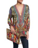 Embellished Lace-Up Silk Top, Kingdom Call