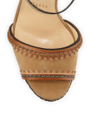 Trepi Leather 140mm Red Sole Sandal, Cognac