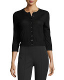 Long-Sleeve Cashmere Cardigan Sweater, Black
