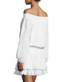 Kenji Off-The-Shoulder Blouson Dress, White