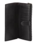 Woven Continental Flap-Tab Wallet, Black