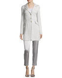 Allure Shimmery Knit Three-Button Jacket, Platinum