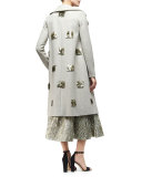 Tinsel-Fringe Full Midi Skirt, Warm Silver