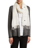 Jamdani Hand-Loomed Check Scarf, White