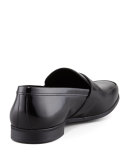 Polished Leather Penny Loafer, Black