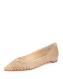 Baretta Studded Red Sole Skimmer Flat, Nude