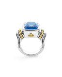 Caviar Color 14mm Blue Topaz Ring, Size 7