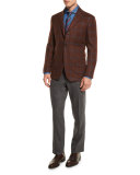 Wool Stretch Flannel Flat-Front Pants, Medium Gray