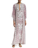 Brephi Embellished Ballet Slipper Maxi Dress, Pink Pattern