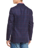 Boucle Plaid Two-Button Sport Coat, Navy