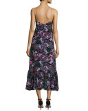 Inga Floral-Print Sleeveless Midi Dress, Black/Multicolor