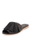 Kiki Tassel-Trim Leather Mule, Black