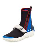 Colorblock Neoprene Scuba Chelsea Boot, Black/White