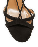 Beverly Hills Suede Lace-Up Sandal, Black