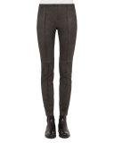 Stretch Suede Ankle Pants, Turtle