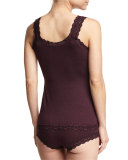 Heather Jersey Lace Trim Tank, Black/Wine