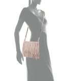 Finn Fringe Suede Crossbody Bag, Vintage Pink