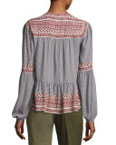 Rosie Paisley & Gingham Boho Blouse, Dark Orange/Black